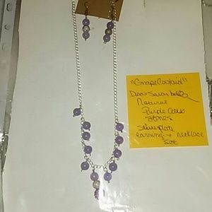 Grape coolaid..silver chain Approx 20in w matching